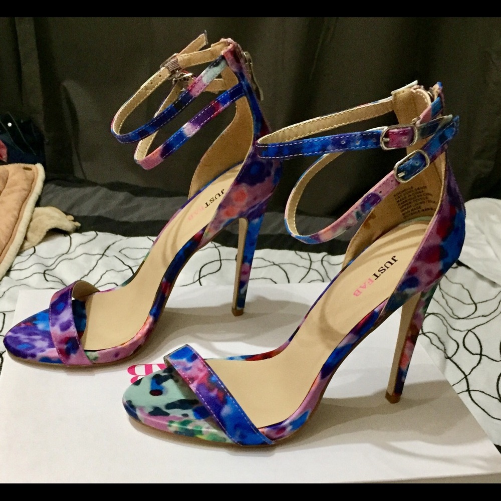 Worn once, Multi coloured high heel